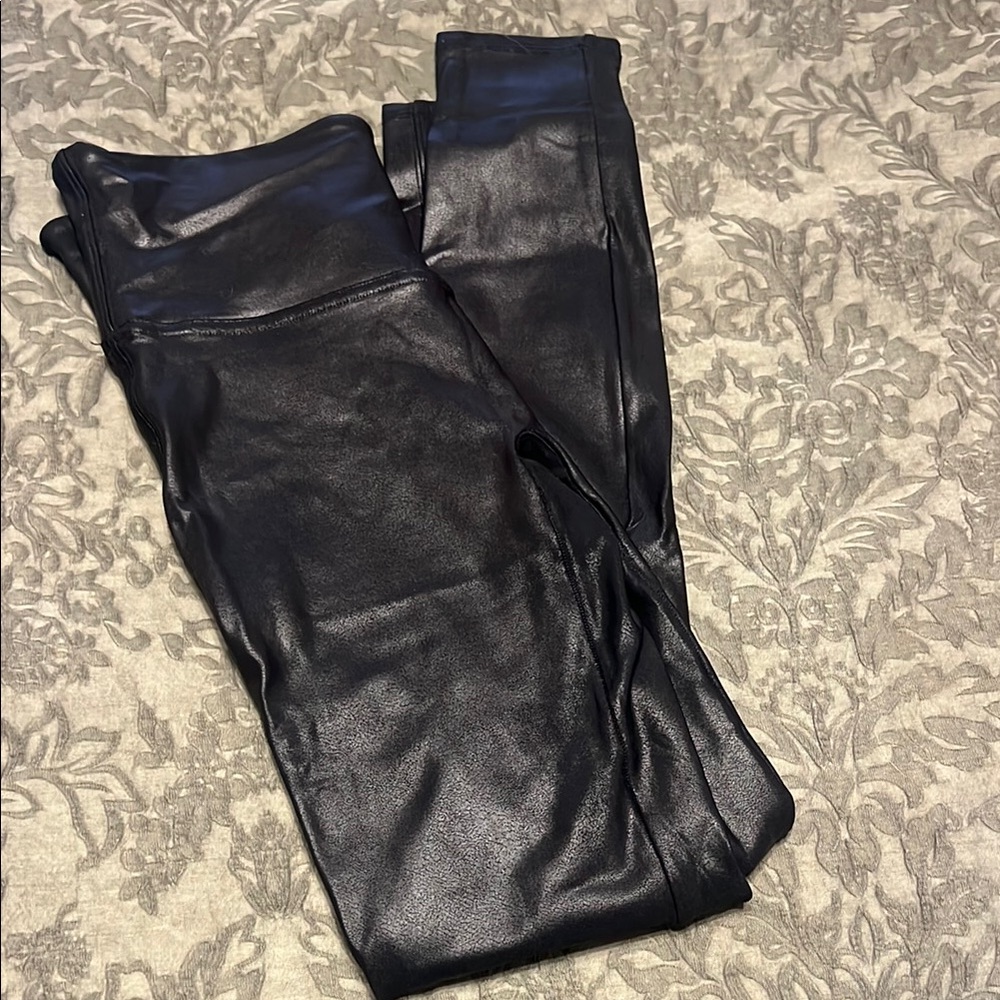 SPANX Shiny Black Leather Leggings